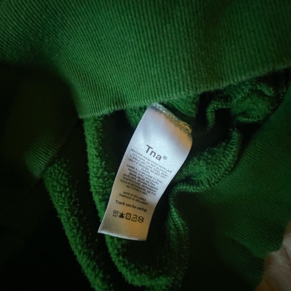 TNA Aritzia Cozy Fleece Money Green 1/4 Quarter Zip Cropped Sweatshirt Vintage S - Picture 9 of 14